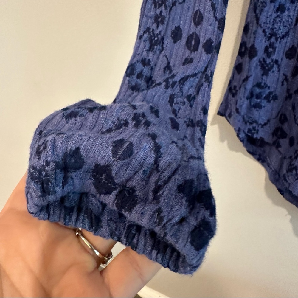 Lucky Brand blue long sleeve half button down top - Picture 3 of 7